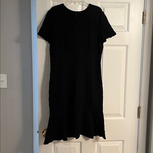 St. John Classic Black boucle Dress 14 ruffle hem